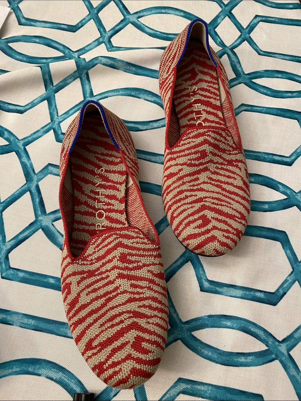 Rothy’s Red Zebra-Print Women's Slip-On Flats retired pattern